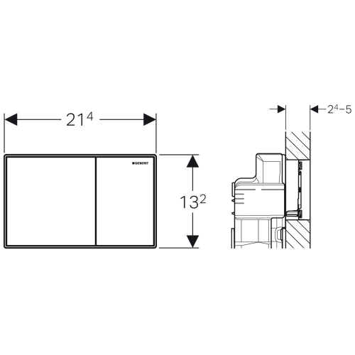Geberit Sigma60 működtető nyomólap, kétmennyiséges fal síkjába süllyesztett kivitel, umbra barna üveg 115.640.SQ.1