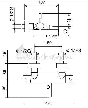 Novaservis Tower Tech termosztátos kádcsaptelep, króm 12920/1,0