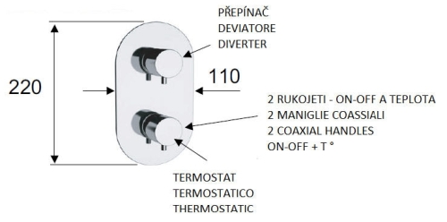 Sapho RHAPSODY falbaépíthető termosztátos csaptelep, 2 irányú, króm (5585T)