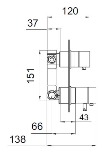 Sapho RHAPSODY falbaépíthető termosztátos csaptelep, 3 irányú, króm (5592T)