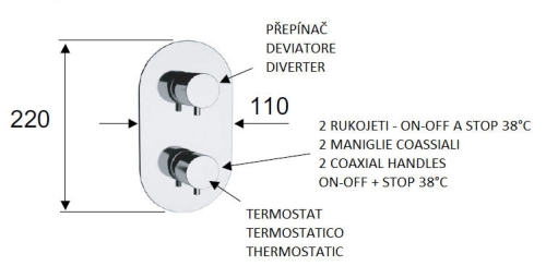 Sapho RHAPSODY falbaépíthető termosztátos csaptelep, 3 irányú, króm (5592T)