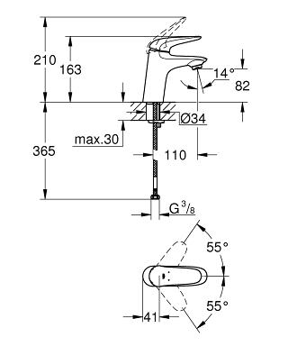 Grohe Eurostyle (2015) egykaros mosdó csaptelep leeresztő nélkül, S méret 23715003