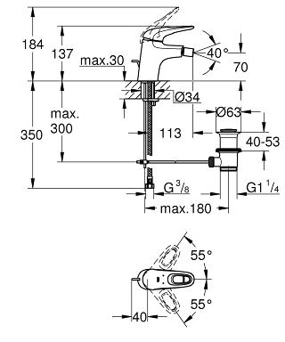 Grohe Eurostyle (2015) egykaros bide csaptelep leeresztővel, S méret 33565003