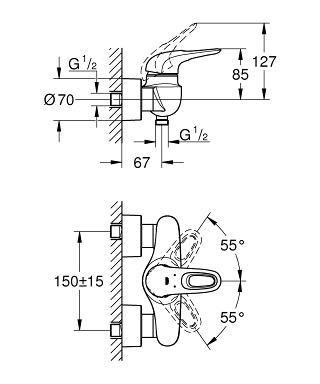 Grohe Eurostyle (2015) egykaros zuhany csaptelep, fehér 33590LS3