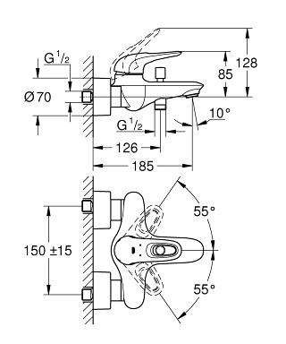 Grohe Eurostyle (2015) egykaros kádtöltő csaptelep 33591003