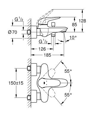 Grohe Eurostyle (2015) egykaros kádtöltő csaptelep, fehér 23726LS3