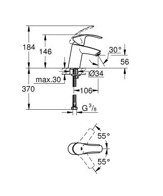 Grohe Eurosmart egykaros mosdócsaptelep sima test, S méret 32467002