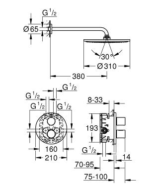 Grohe Grohtherm 3000 Cosmopolitan zuhany szett Rainshower Cosmopolitan 310, 34571000