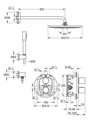 Grohe Grohtherm 3000 Cosmopolitan zuhany szett Rainshower Cosmopolitan 310, 34630000