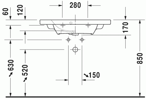 Duravit Durastyle 78,5x40 cm-es bútorral aláépíthető mosdó compact 2337780000