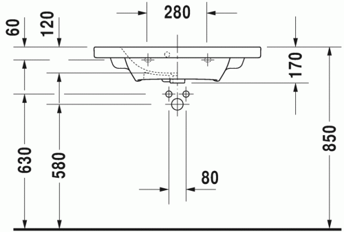 Duravit Durastyle 78,5x40 cm-es bútorral aláépíthető mosdó compact 2337780000