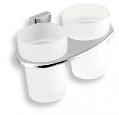Novaservis Metalia 12 dupla üveg fogmosópohár tartóval, króm 0257,0