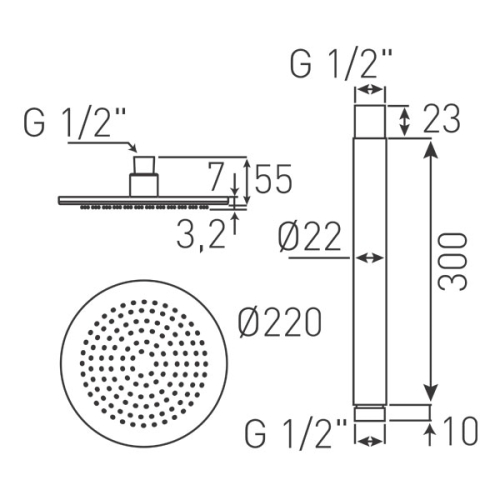Ferro Rotondo 9” fix fejzuhany szett, króm, NPT05