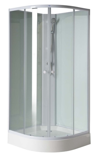 Aqualine AIGO 90x90 cm íves zuhany box, fehér profil, transzparent üveg (YB93)