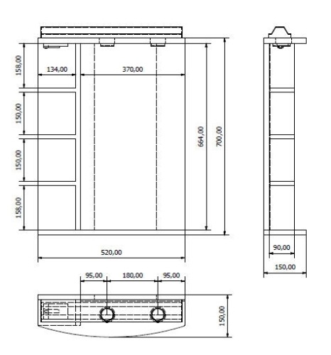 Aqualine KORIN tükör világítással, polccal 52x70x15cm (57355)