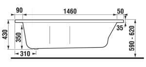 Jika Tigo 160×80/70 cm-es aszimmetrikus kád, balos H2212100000001 (2.2121.0.000.000.1)