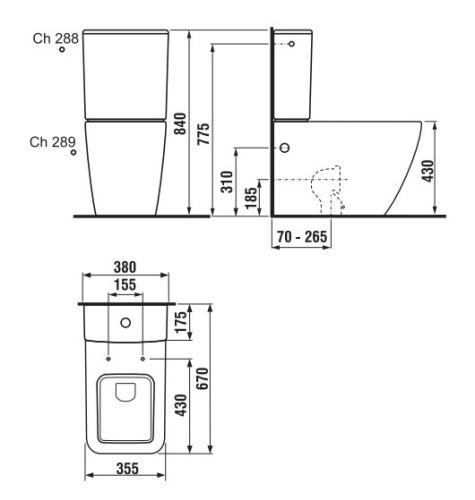 Jika Pure kombi-wc csészéhez alsó bekötésű wc tartály H8284230002891 (8.2842.3.000.289.1)