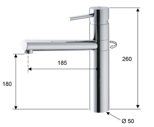 Sapho RHAPSODY álló magasított mosdócsaptelep, magasság 260 mm, króm (5577)