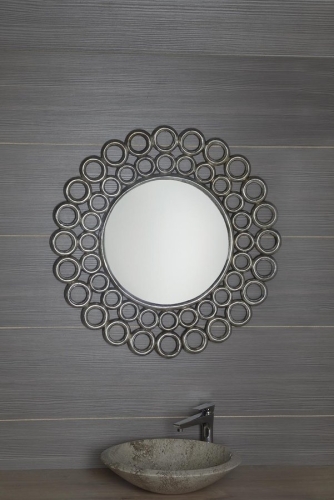 Sapho CERCLE Ezüst Antique 80x80cm tükör, ezüst színű fa kerettel (IN138)