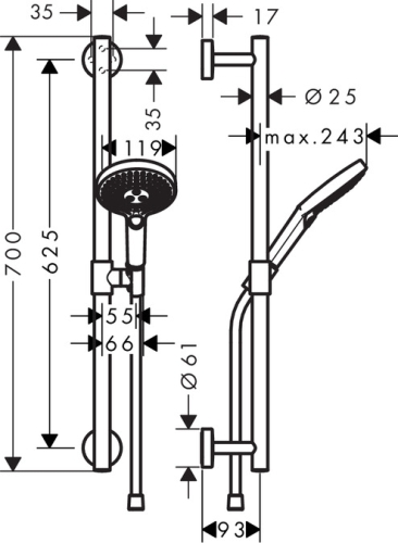 Hansgrohe Raindance Select S 120 / Unica Comfort zuhanyszett 0,65m, króm 26320 000 (26320000)