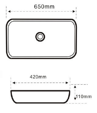 Sapho Naro 65x42 cm pultra ültethető mosdó (NR654)