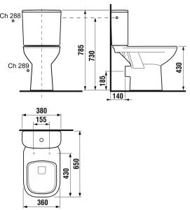 Jika Olymp Deep kombi (monoblokkos) wc, hátsó kifolyású H8266160002891 (8.2661.6.000.289.1)