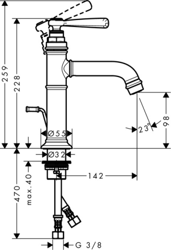 Hansgrohe Axor Montreux egykaros mosdócsaptelep 100, automata lefolyó-garniturával, króm 16515 000 (16515000)