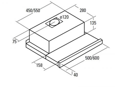 Cata TF-5250 kihúzható teleszkópos páraelszívó 50 cm, fehér, 02097000