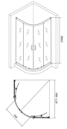 Sapho GELCO SIGMA 90x90 cm íves zuhanykabin öntöttmárvány zuhanytálcával Brick üveg (AG4295)