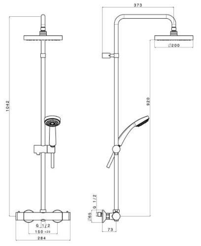 Spho Alpi BASIC zuhanyoszlop termosztatikus csapteleppel, króm (BC11RP2151)