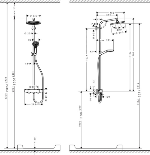 Hansgrohe Crometta S 240 1jet Showerpipe EcoSmart 9 l/perc 27268 000 (27268000)