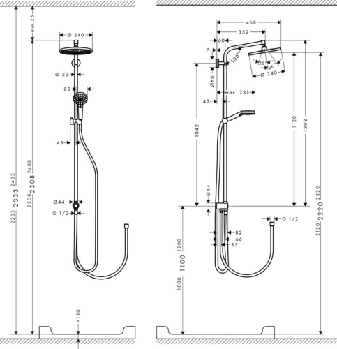 Hansgrohe Crometta S 240 1jet Showerpipe Reno EcoSmart 27270 000 (27270000)