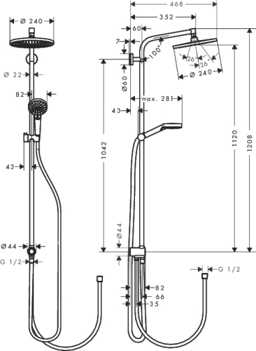 Hansgrohe Crometta S 240 1jet Showerpipe Reno EcoSmart 27270 000 (27270000)