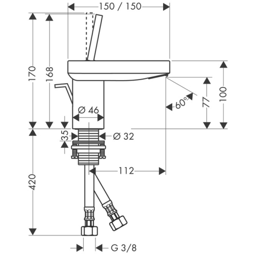 Hansgrohe AXOR Starck X Egykaros mosdócsaptelep 80 automata lefolyó-garnitúrával 10070000