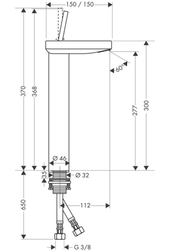 Hansgrohe AXOR Starck X Egykaros magasított mosdócsaptelep 280 leeresztőkar nélkül 10080000