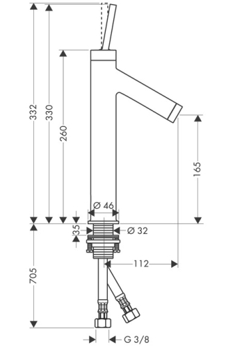 Hansgrohe AXOR Starck Egykaros magasított mosdócsaptelep 170 leeresztőkar nélkül 10123000