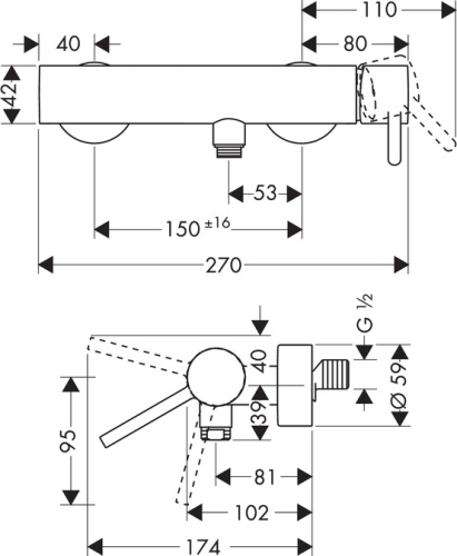 Hansgrohe AXOR Starck egykaros zuhanycsaptelep 10611000