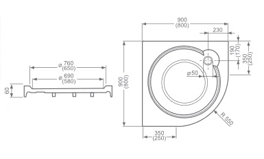 Sani Pro Dream Flat 80x80 negyedköríves zuhanytálca (8000284)