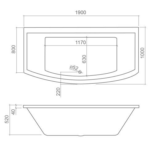 Roltechnik Modena 190x100 cm kád 8770000