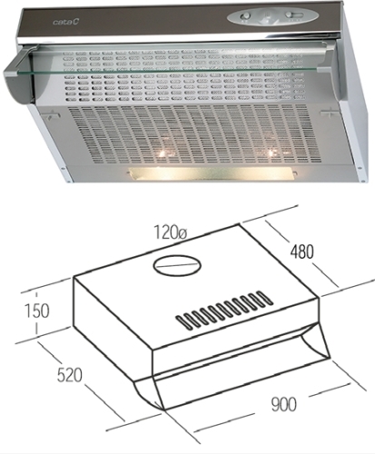 Cata F-2290 standard páraelszívó 90 cm, inox, 02014302