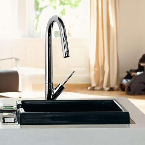 Hansgrohe AXOR Starck Egykaros mosogató csaptelep kihúzható zuhannyal króm 10821000