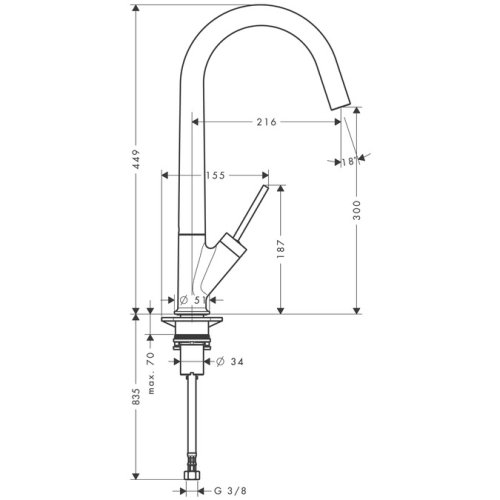 Hansgrohe AXOR Starck Egykaros mosogató csaptelep króm 10822000