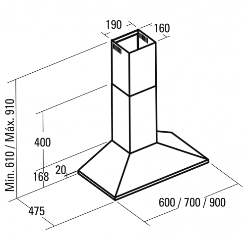 Cata V-900 fali páraelszívó 90 cm, inox, 02063302