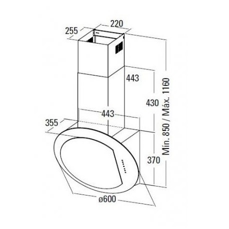 Cata PLANET XGBK fali páraelszívó 60 cm, fekete, 02027201