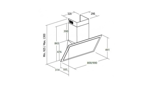 Cata AURA BK fali páraelszívó BRUSHLESS motorral 90 cm, fekete, 02159203