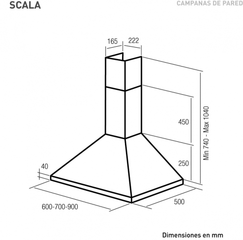 Nodor SCALA NL3 70 fali páraelszívó 70 cm, inoix, 7673
