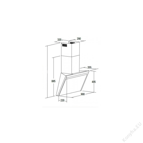 Nodor LÍRA INOX fali páraelszívó BRUSHLESS motorral 90 cm, inox, 8465