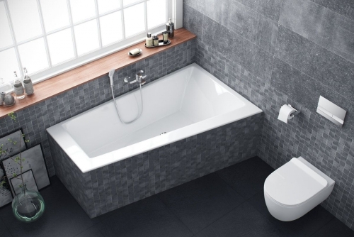 Excellent Sfera Slim 170x100 cm-es aszimmetrikus kád kádlábbal, jobbos