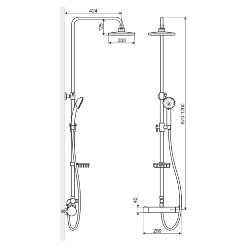 Actima Rain Clear termosztátos zuhanyrendszer ARAC.SY.881CT-N