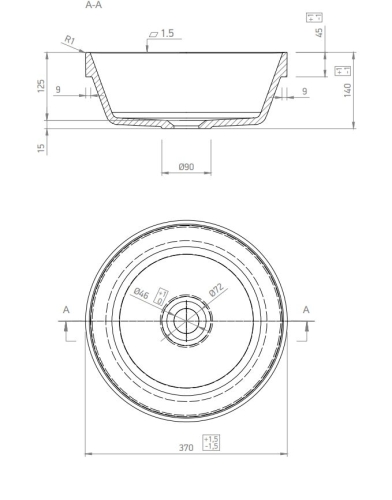 Marmy NINA-IN 37 cm beépíthető öntöttmárvány mosdó, fehér 80 7403 04 10 10 (K)